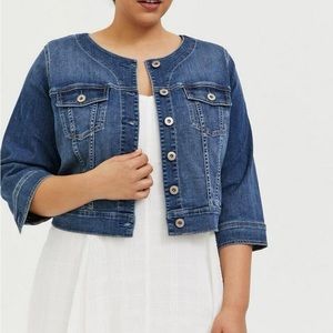 Torrid Size 3, Denim Crop Collarless Jacket